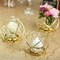 3 Gold 3-Inch Geometric Metal VOTIVE CANDLE HOLDERS Flower Vases